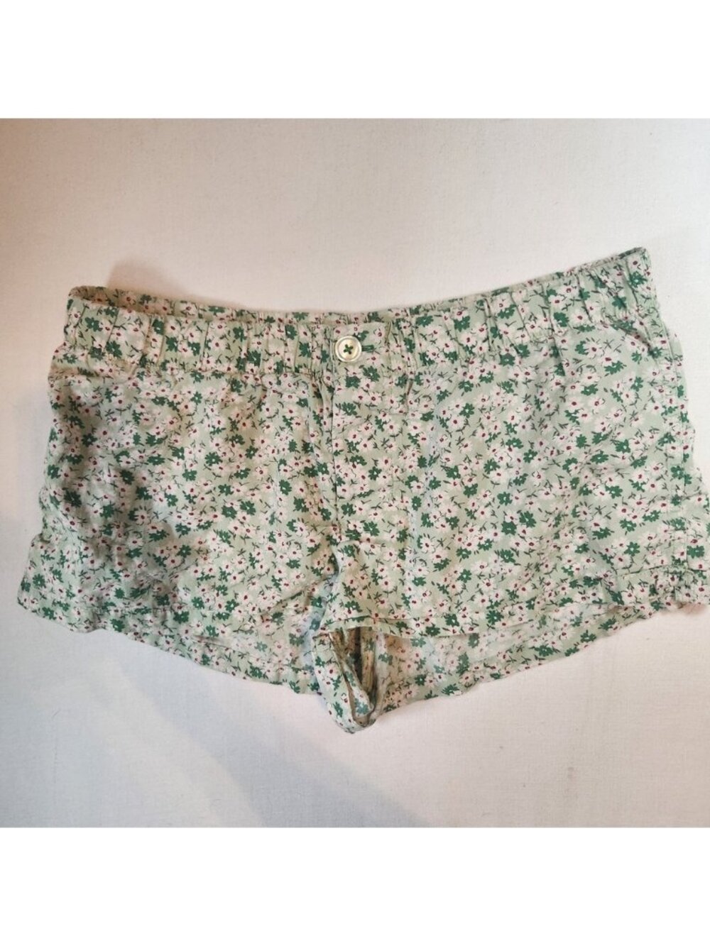 Y2k American Eagle Outfitters Green Floral Pajama Shorts‎ Low Rise Cotton Small